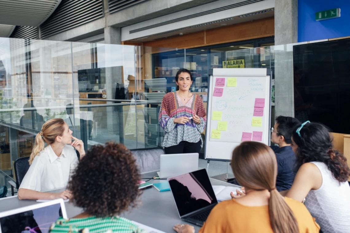 A woman giving a presentation