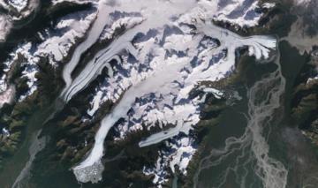 Glaciers in Alaska imaged by the European Space Agency's Copernicus Sentinel-2 satellite mission.