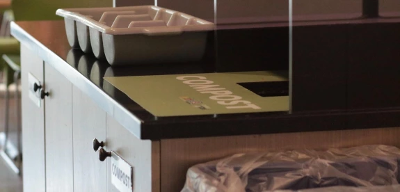 A compost disposal unit in the Student Union