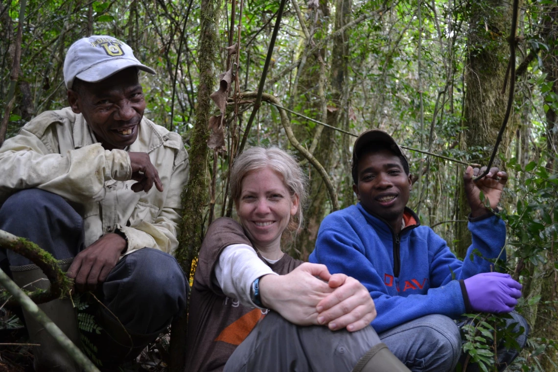 Stacey Tecot in Madagascar with locals