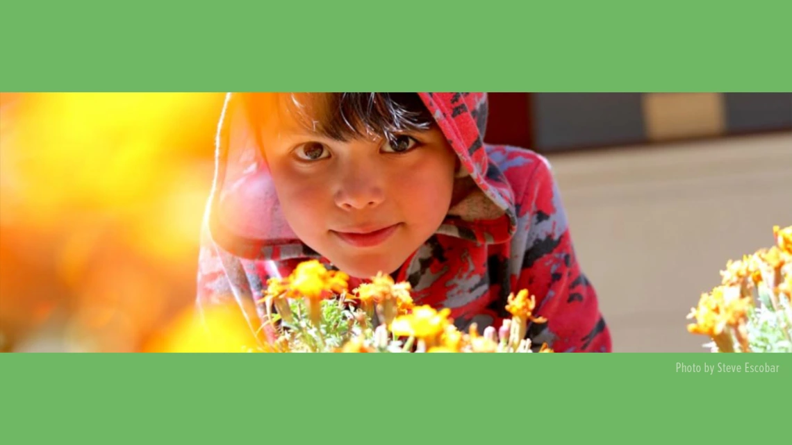 Child with flowers