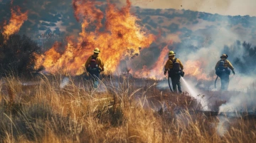 Fire fighters fighting a wildfire